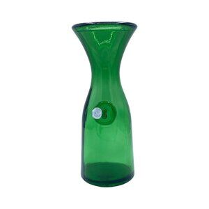 Vittorio Italian Emerald Green Glass Carafe or Vase Marked Blown Pressed Glass